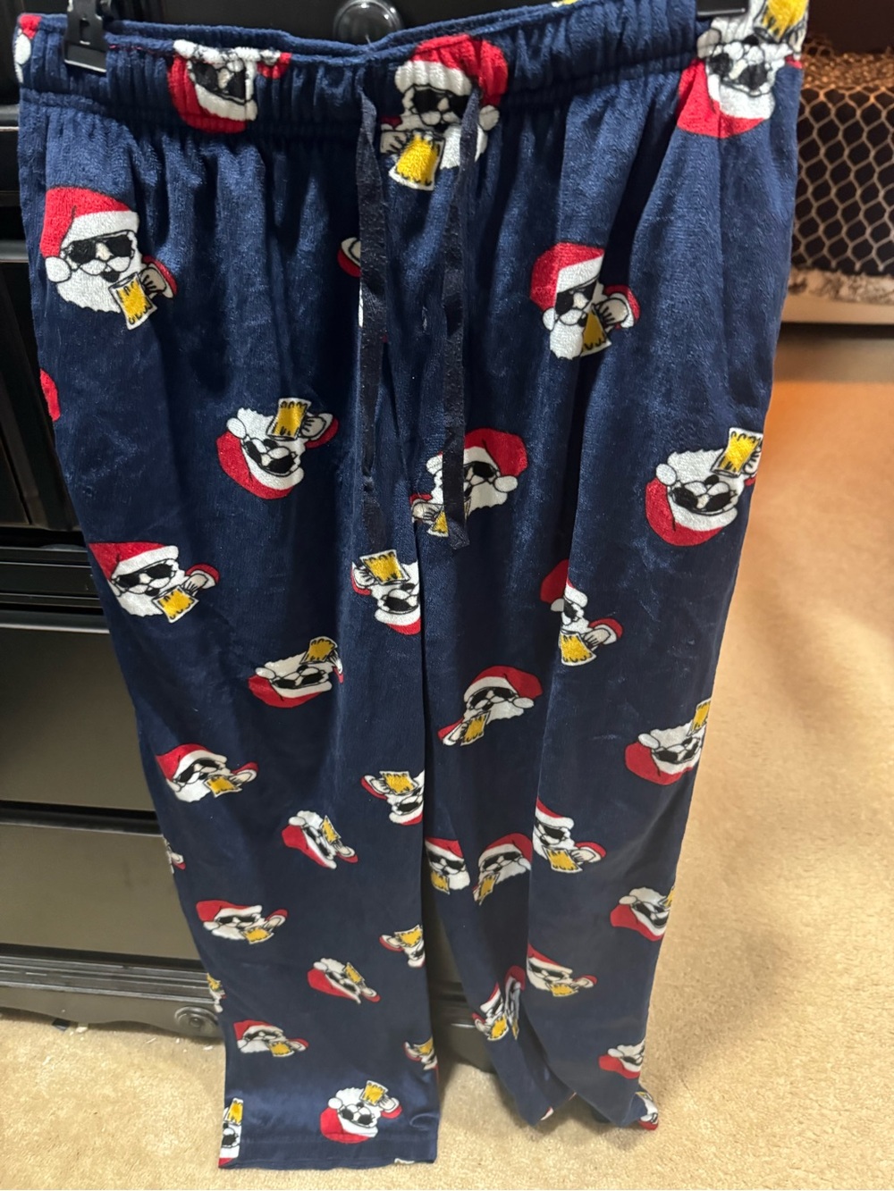 Men’s Navy Santa Print Pajama Pants
